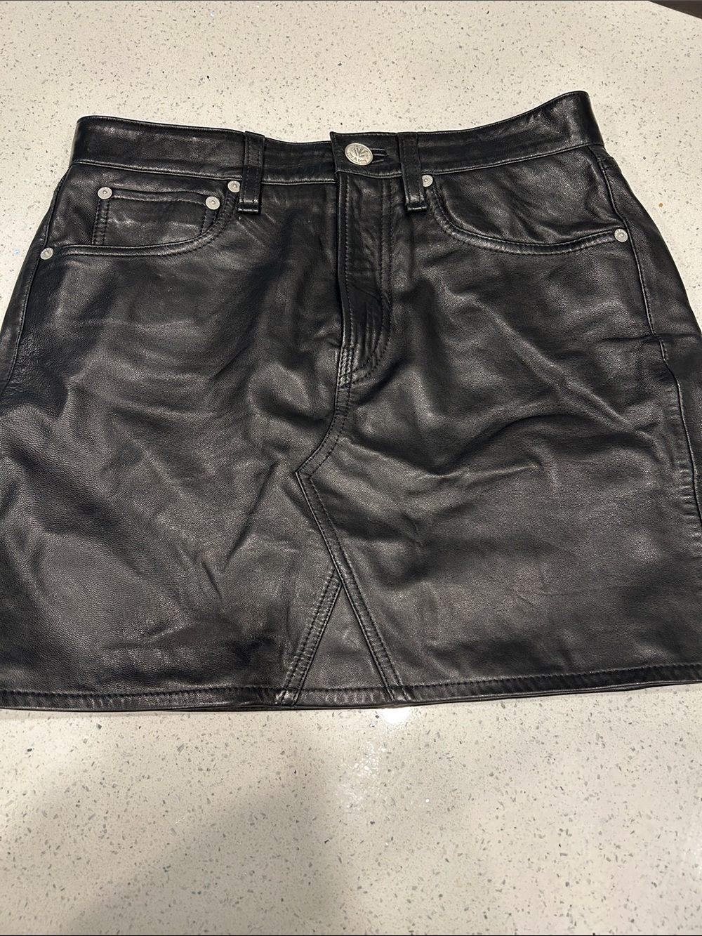 rag & bone Black Leather Mini Skirt